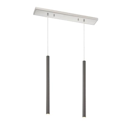 Z-Lite Forest 2 Light Island/Billiard, Brushed Nickel & Pearl Black 917MP24-PBL-LED-2LBN